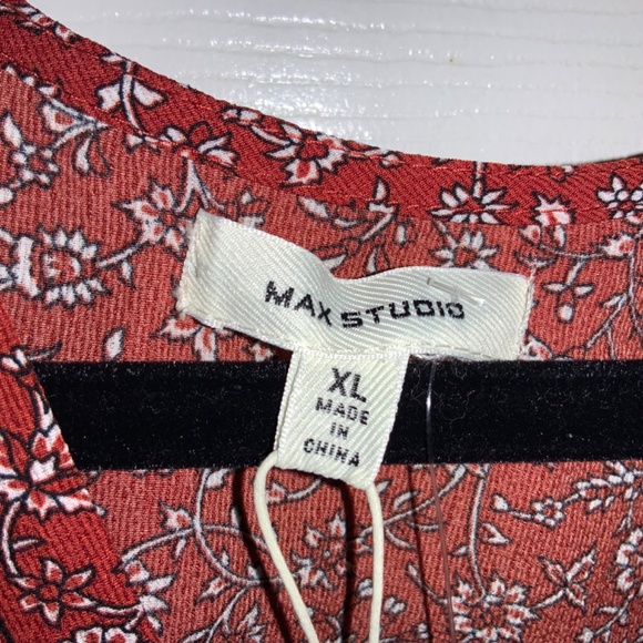 MAX STUDIO Ditzy Floral Balloon sleeve Tiered Peasant Dress Sz XL New - Picture 6 of 12